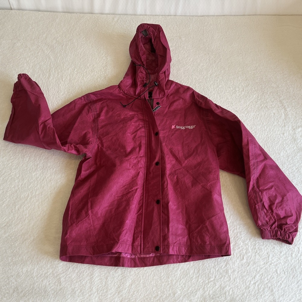 Frogg Toggs Rain Jacket Womens Large Purple Full Zip Snap Button Hooded